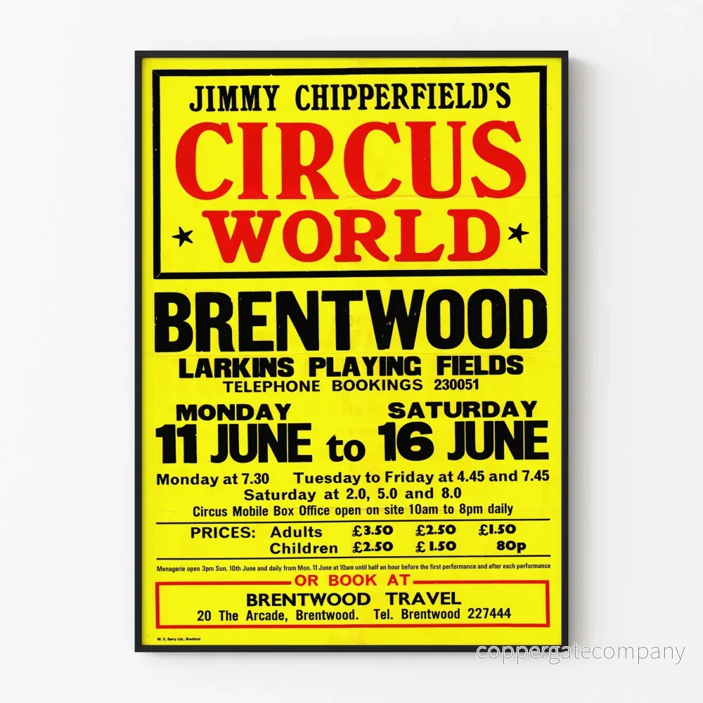 Vintageaffisch Circus World - Jimmy Chipperfield i Brentwood
