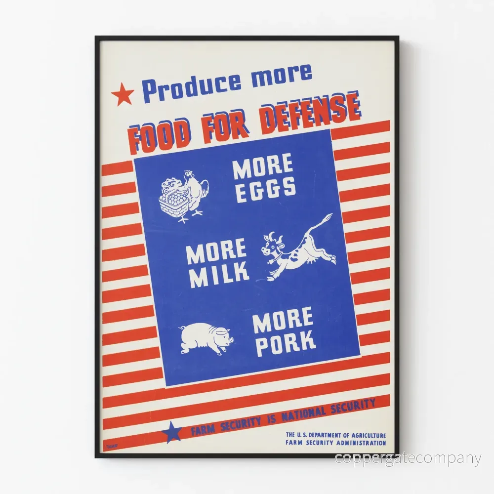 Vintageposter om livsmedelsproduktion för nationell säkerhet