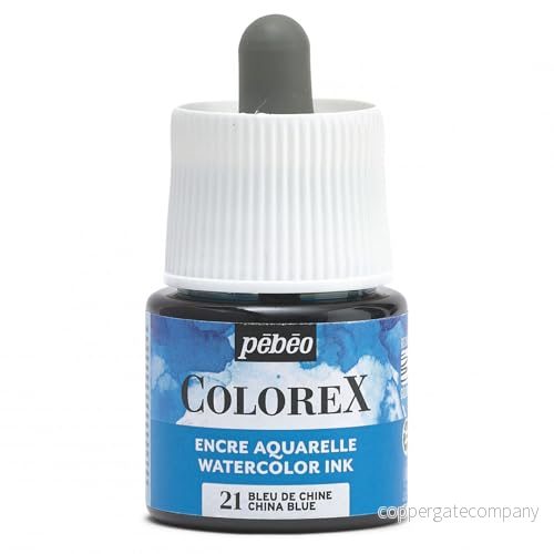 Pébéo Colorex Bläck 45 ml Kina Blått Akvarellfärg Med Sammetskänsla Multi Verktygsdesign för Alla Medier 3167864170212