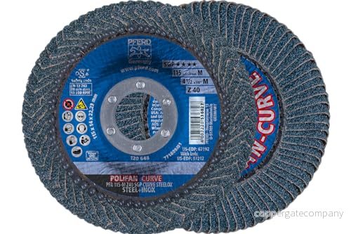 41/2" x 7/8 tum POLIFAN® curve klaffskiva SGP, zirkonia, 40 korn, medium radie 97758671927