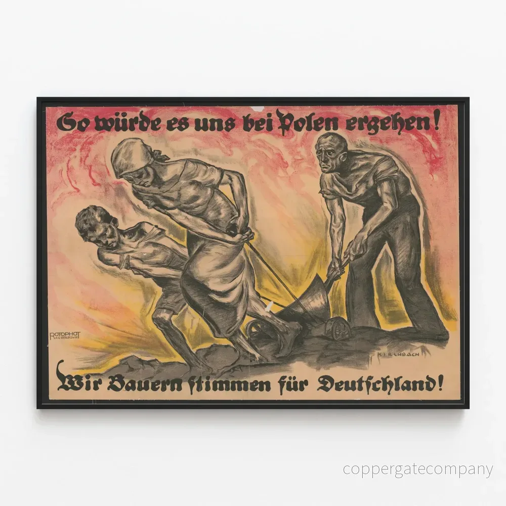 Tysk historisk poster i svart och rött - Dramatisk bondillustration