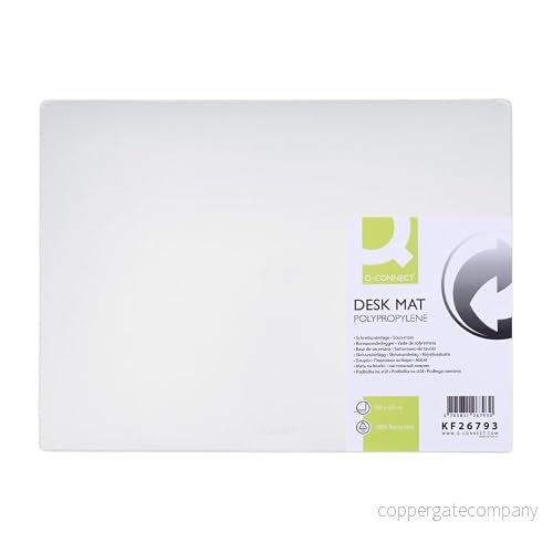 Q Connect Skrivbordsunderlägg/matta för alla mustyper/vattentät/till kontor/skola/hem/PP/transparent färg/500 x 630 mm 5705831267930