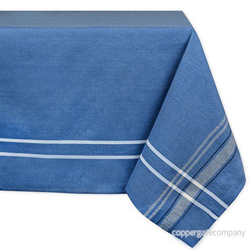 DII fransk rand bordsskiva kollektion bondgårdsstil matbord linne bordsduk, 60 x 120, blå Chambray 738215359940