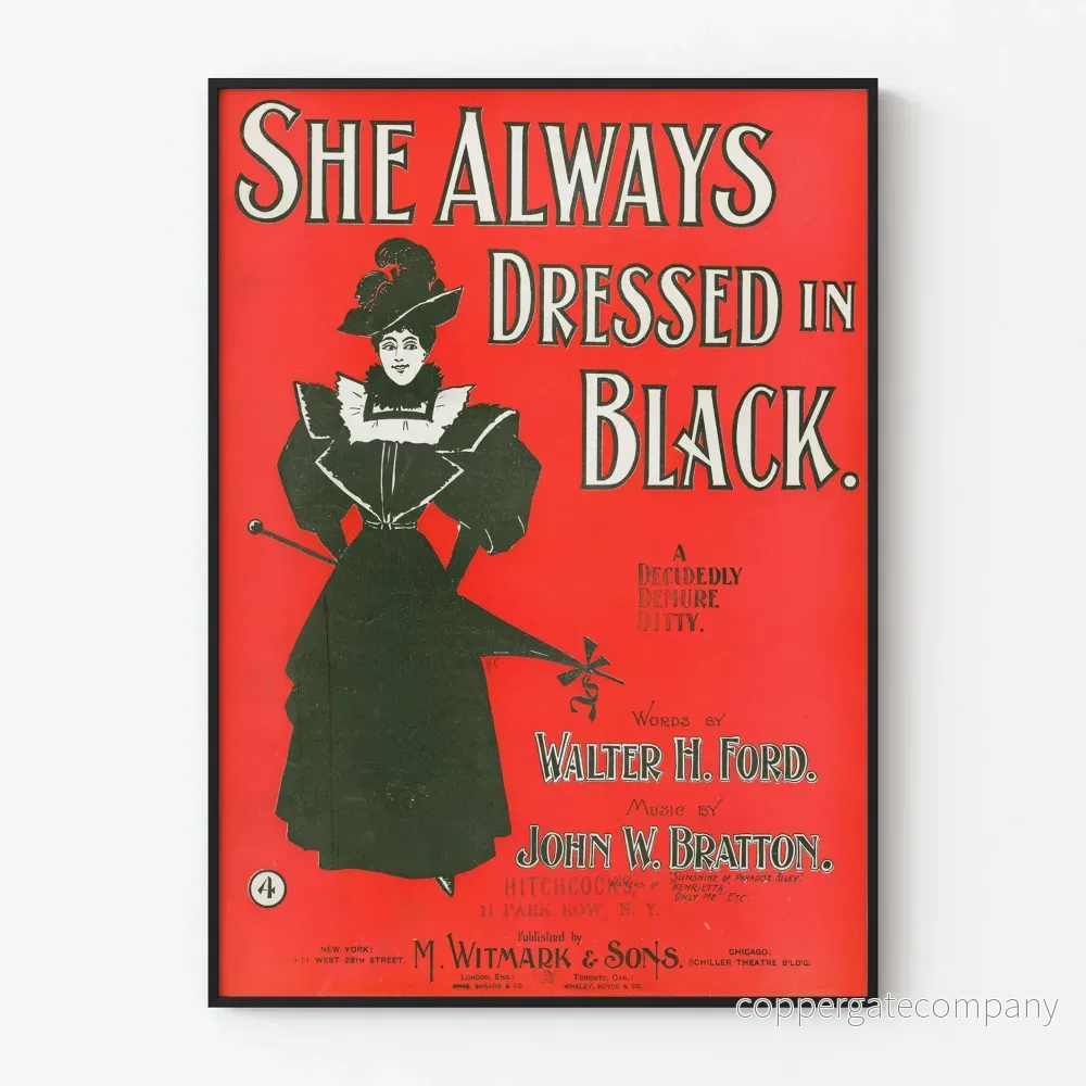 Vintageposter She Always Dressed in Black - Stil och Retro Elegans