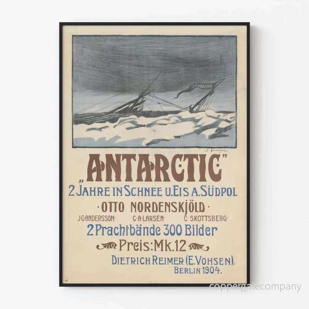 Vintageposter för Antarktisexpeditionen Otto Nordenskjöld 1904