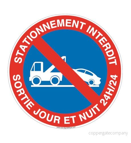 AUA SIGNALETIQUE förbjuden parkeringspanel, dygnet runt Ø 330 mm, PVC 1,5 mm 3666180270069
