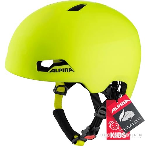 ALPINA HACKNEY Lätt, splittersäker och optimalt luftkonditionerad cykelhjälm med eftermonterbar LED för barn, synbar matt, 51 56 cm 4003692295705