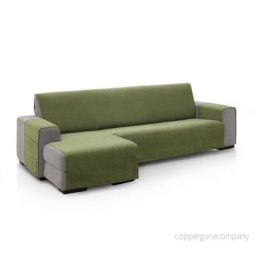 ECOMMERC3 Sofföverdrag schäslong för vänster arm ryggstorlek 240 cm Överdrag soffa grön färg mjuk känsla 100% tillverkad i Spanien 8435767377126