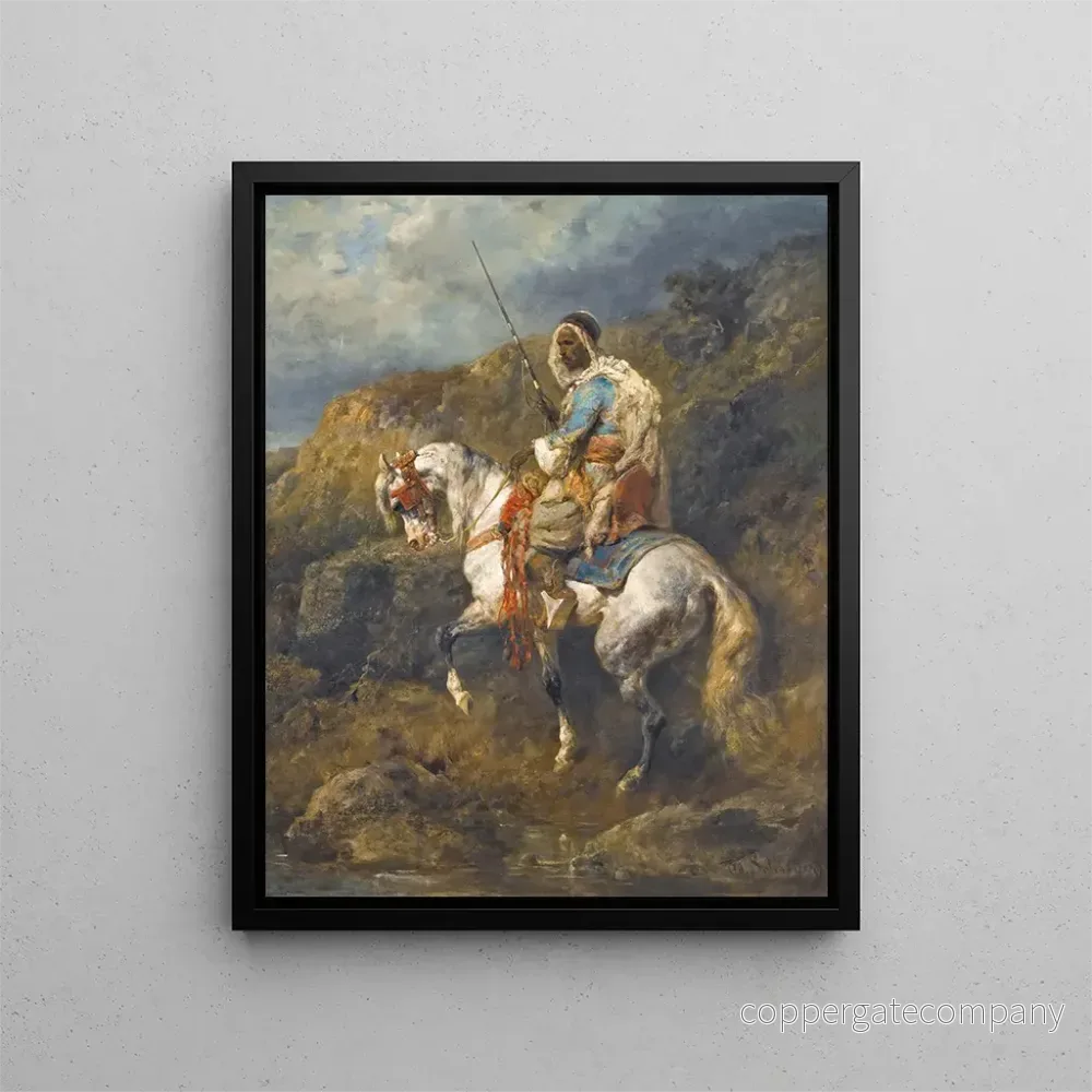 Målning Cavalier arabe - Adolf Schreyer