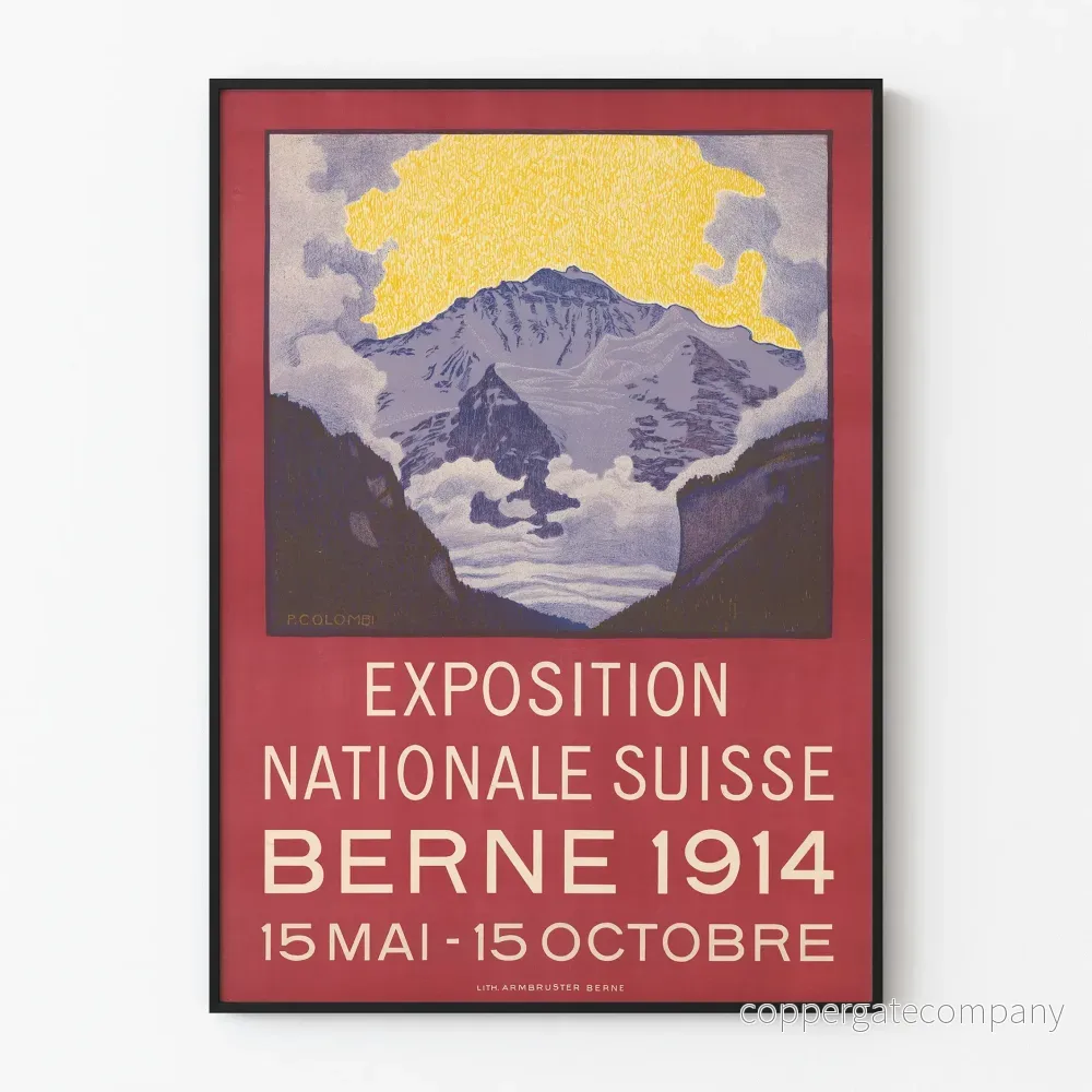 Nationell Schweizutställning Bern 1914 väggdekoration vintage poster
