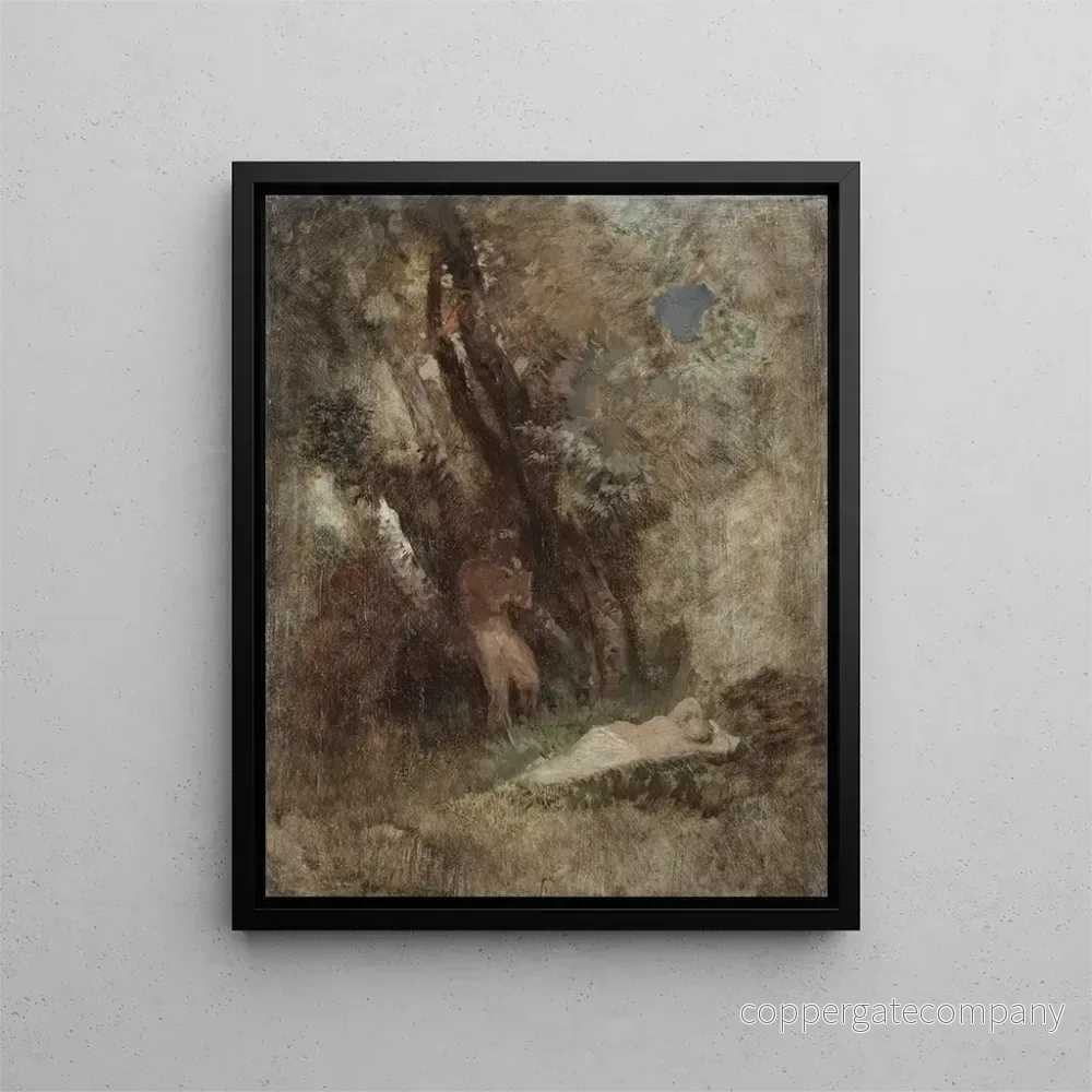 Målning Faune och nymf i skogen - Arnold Böcklin | Konsttryck
