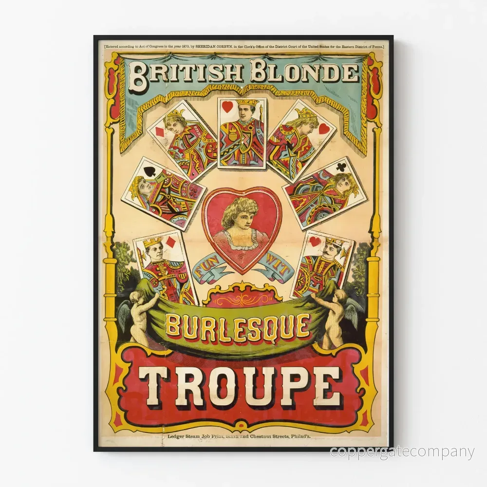 Vintage brittisk blond burleskensemble affisch väggdekoration