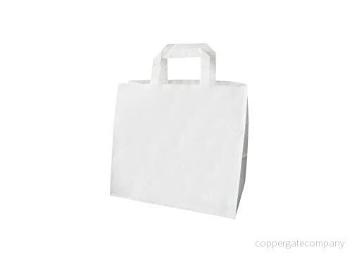 Carte Dozio Kraft Shopper med rambotten, vit färg, platt handtag, f.to cm 32+21x27, cf 250 st 8054383743766
