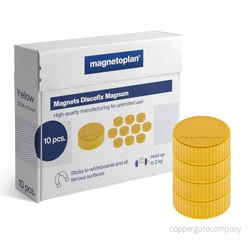 Magnetoplan Premium magneter Discofix magnum l Ø x H 34 13 mm 10 stycken, gul vidhäftningskraft: 2 kg för magnetpaneler och whiteboards reptålig specialbeläggning Lätt att ta bort 4013695025445