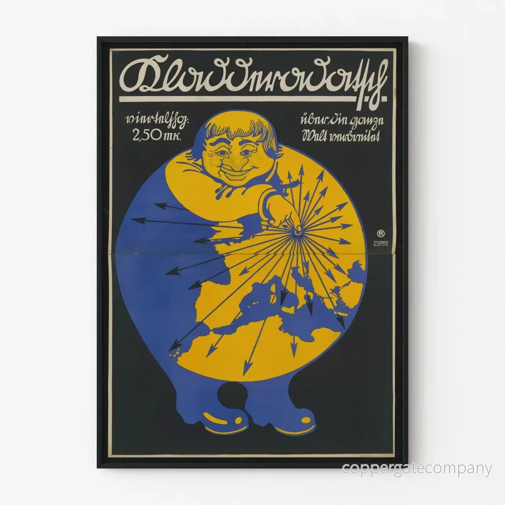 Vintageposter Kladderadatsch Färgglad karta över Europa