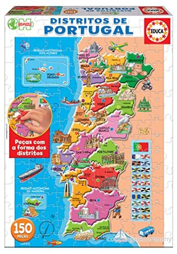 Educa Puzzle 1500 stycken, Karta Portugal, Multifärg 8412668169296
