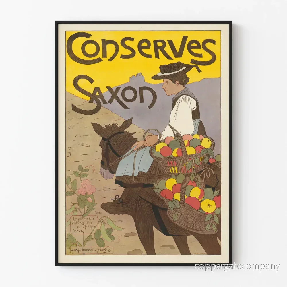 Vintageposter Konserves Saxon-stil Art Nouveau