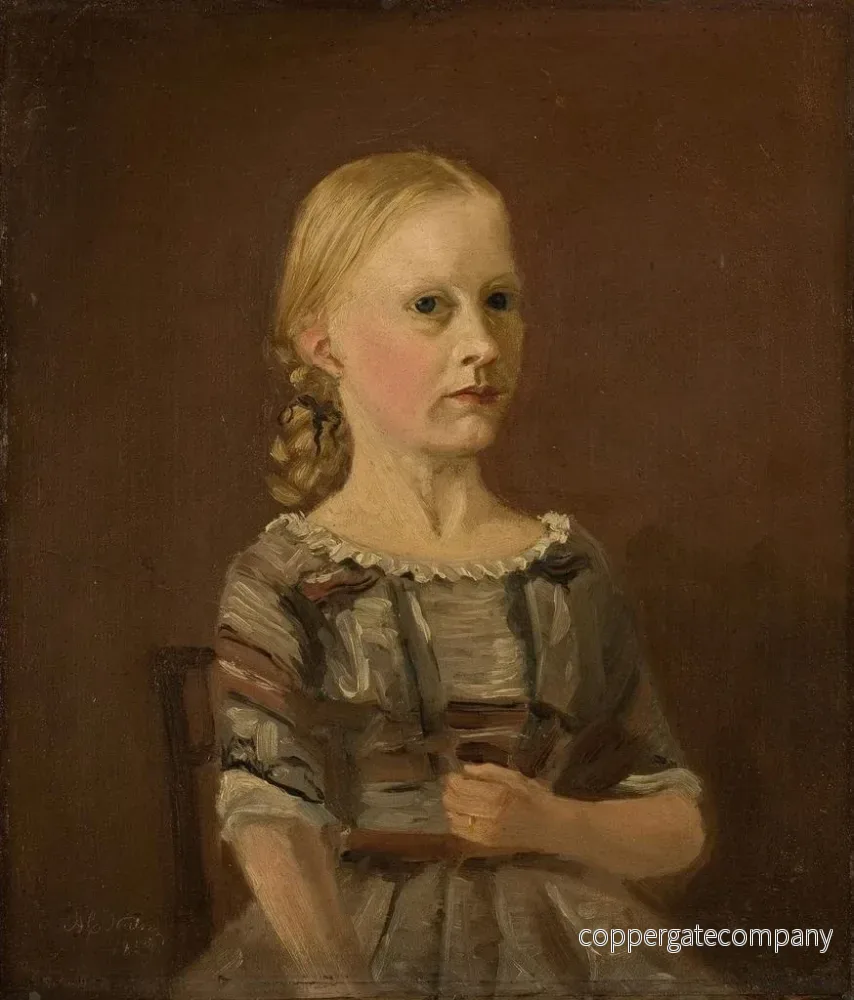 Målning Porträtt av konstnärens kusin, fru Caterine Kamstrup, 12 år - Amaldus Nielsen - Bild 2