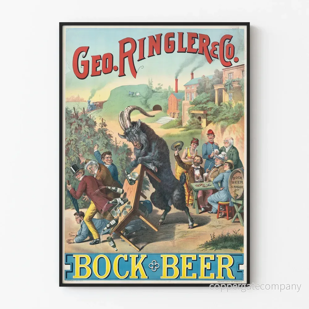 Vintageaffisch Bock Beer Geo. Ringler & Co. - Originell väggdekoration