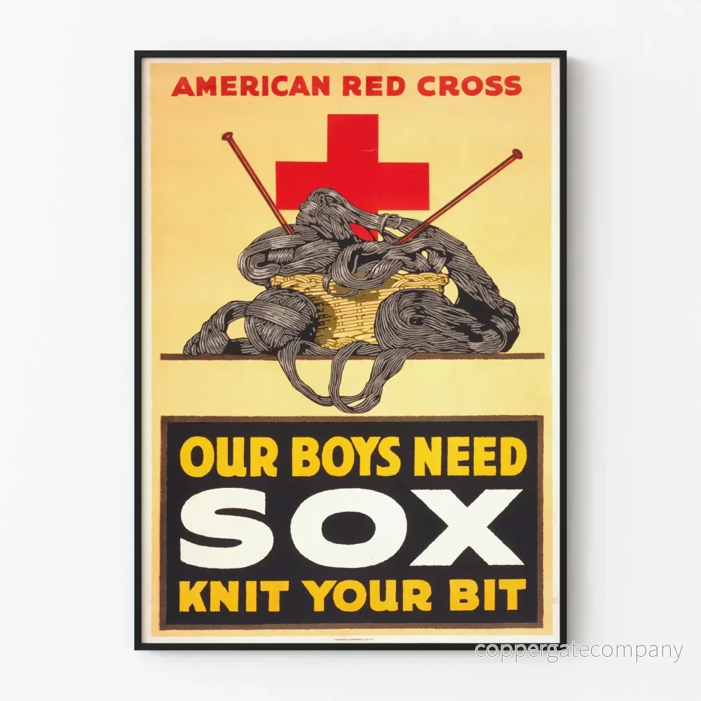 Vintage amerikansk Röda Korset-Poster - Våra pojkar behöver sockor