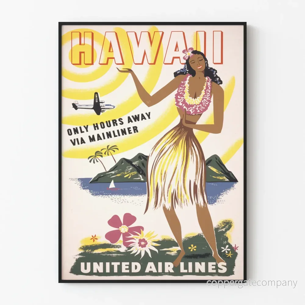 Vintageaffisch Hawaii Resa United Air Lines
