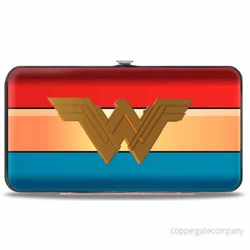Buckle Down plånbok spänne ner gångjärn Wonder Woman 2017 ikon/randig röd/guld/blå kvinnor flickor 190882332501