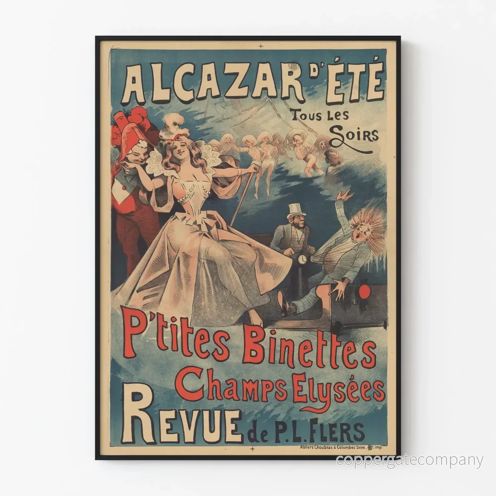 Vintageposter Alcazar sommar - Revue P'tites Binettes Champs Élysées