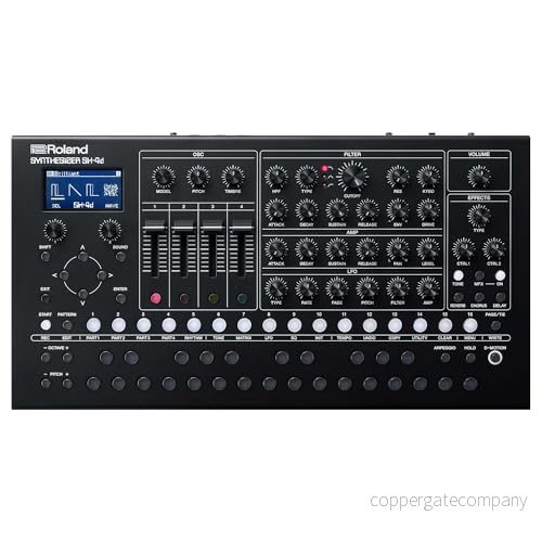 Roland SH 4d kompakt bordssynt 11 OSC modeller Professionella ljuddesignverktyg Praktiskt arbetsflöde Multitimbral mönstersequencer Många effekter Passar för studio, scen och resor. 4957054519551