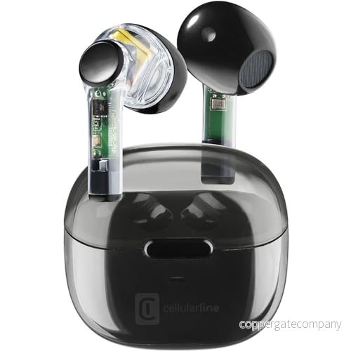 Cellularline FINE Transparent Hörlurar Bluetooth TWS trådlöst i örat med laddningsfodral 3,5 timmars speltid 4 faldig laddning 8018080448010