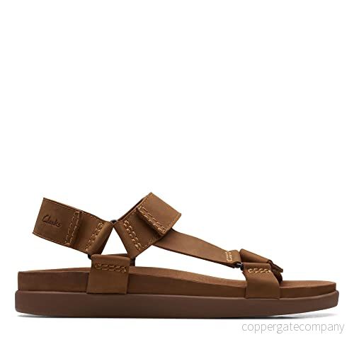 Clarks Sunder Range Sandal för män, Garnbrunt läder, 47 EU 5059680980787