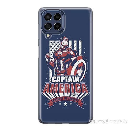 ERT GROUP mobiltelefonfodral för Samsung M33 5G originalt och officiellt licensierat Marvel mönster Captain America 018 optimalt anpassad till formen på mobiltelefonen, fodral tillverkad av TPU plast 5905511350352