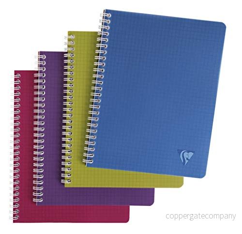 Clairefontaine 329725C LiniColour Collection intensiv uppsättning av 10 spiralanteckningsböcker 17 x 22 cm 100 små kvadratsidor vitt papper 90 g polypro fodral slumpmässiga färger 3663619038917