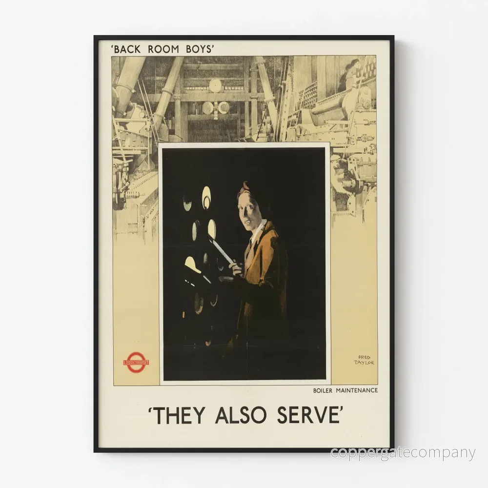 Vintageposter « They Also Serve » underhåll av värmepanna