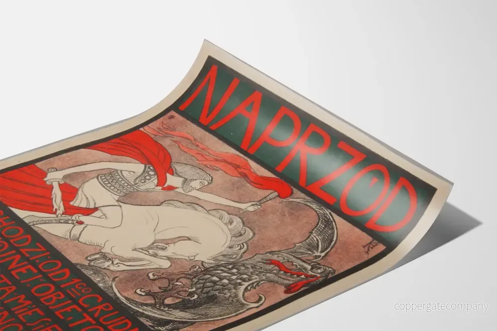 Vintageposter Naprzod - Riddare och Dragon i Rött och Svart - Bild 3
