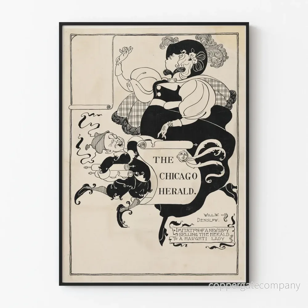 Vintagesposter av The Chicago Herald i svartvitt