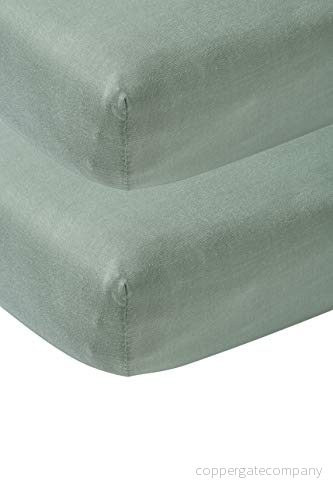 Meyco Baby Uni underlakan 2 pack till spjälsängen (underlakan med mjuk jerseykvalitet, tillverkad av 100% bomull, perfekt passform tack vare elastisk dragsko runt om, mått: 70 x 140 cm), stengrön 4054703652222