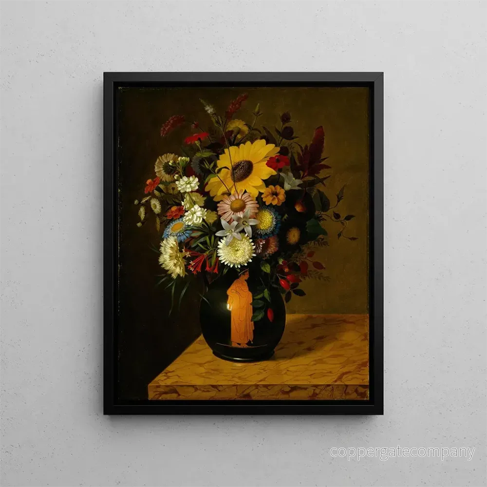 Målning En antik terrakottavas med blommor - Adolf Senff