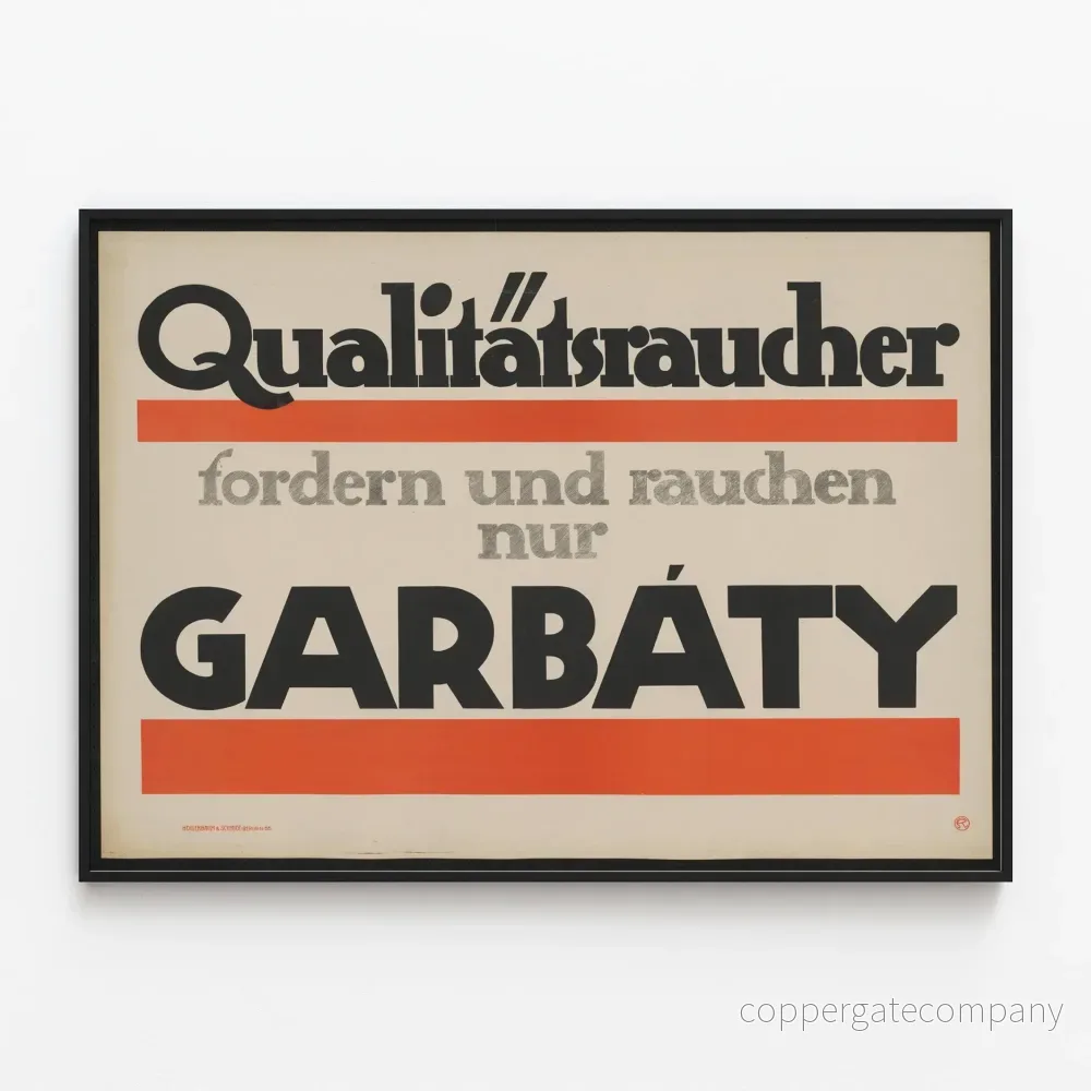 Vintage reklamposter Garbaty på tyska