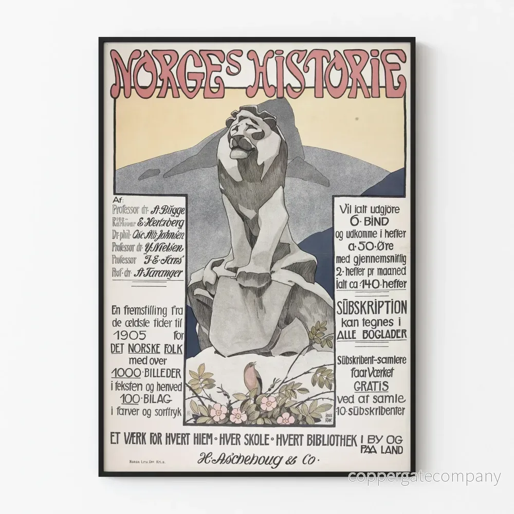Vintageaffisch Norges Historie för väggdekoration