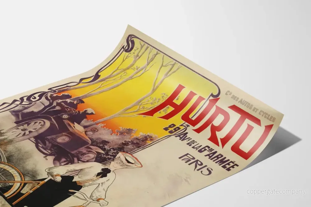 Vintageposter HURTU - Bilar och cyklar Paris - Bild 3