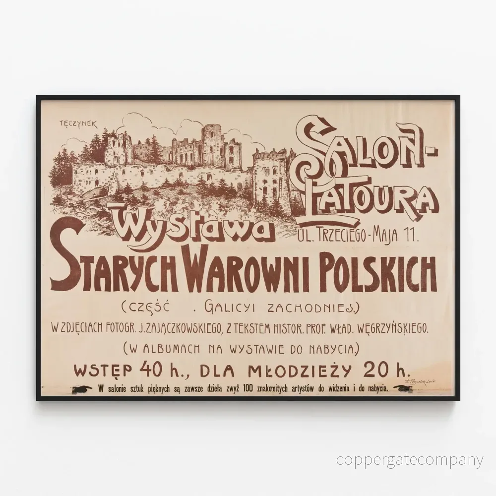 Vintageaffisch av gamla polska fästningar