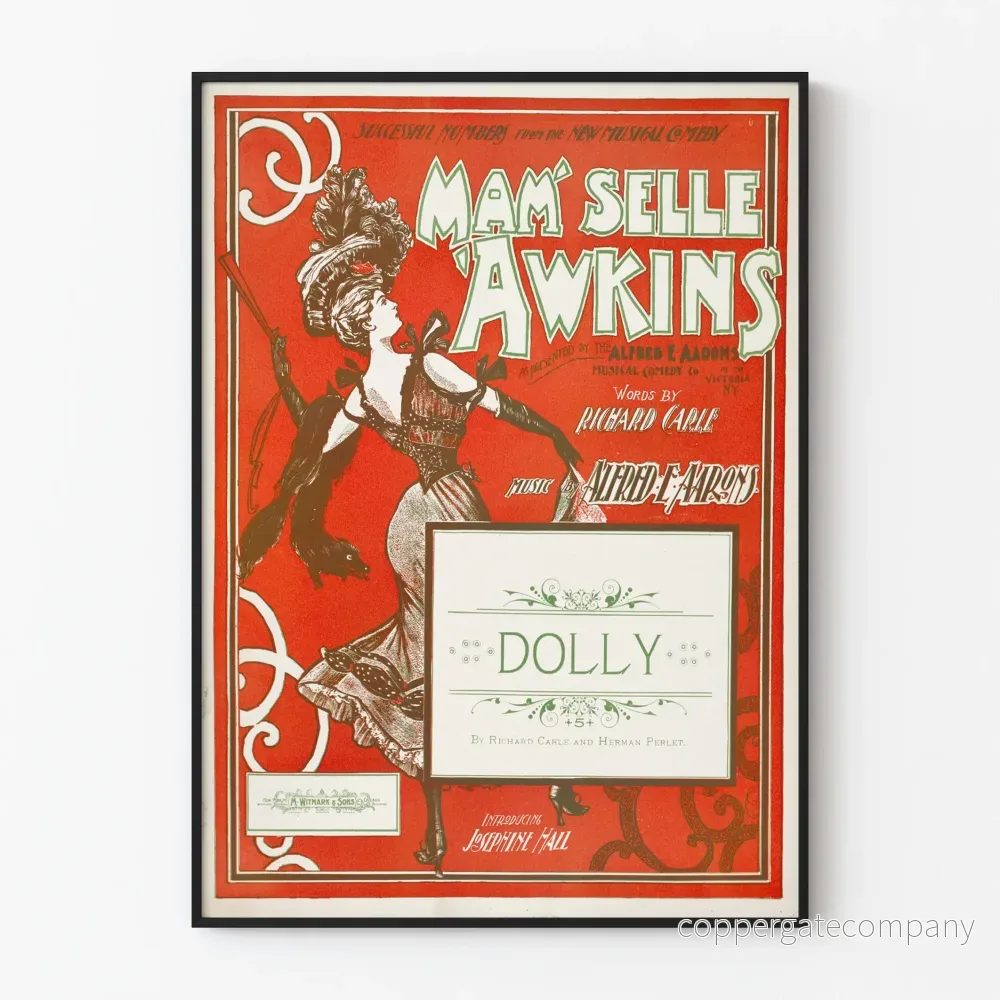 Vintage musikposter Mam'selle 'Awkins Dolly