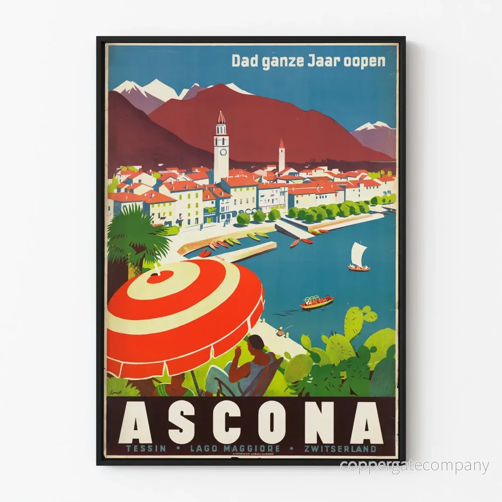 Vintageposter Ascona, Genèvesjön, Schweiz