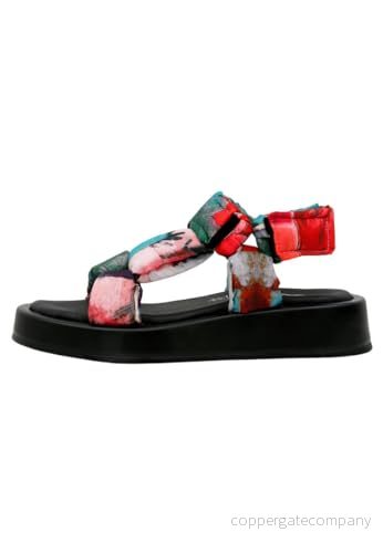 DOGO Kvinnors veganska flerfärgade sandaler gräs och havsmönster, Material: Polyester, 36 EU 8680544272136