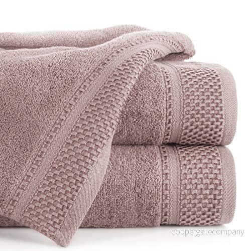 Eurofirany Carlo badhandduk set handduk bastu mönster sugstark, 100% bomull 580 g/m², hög kvalitet, 3 och 6 pack, ljusrosa, 50 x 90 cm, 5907570423367