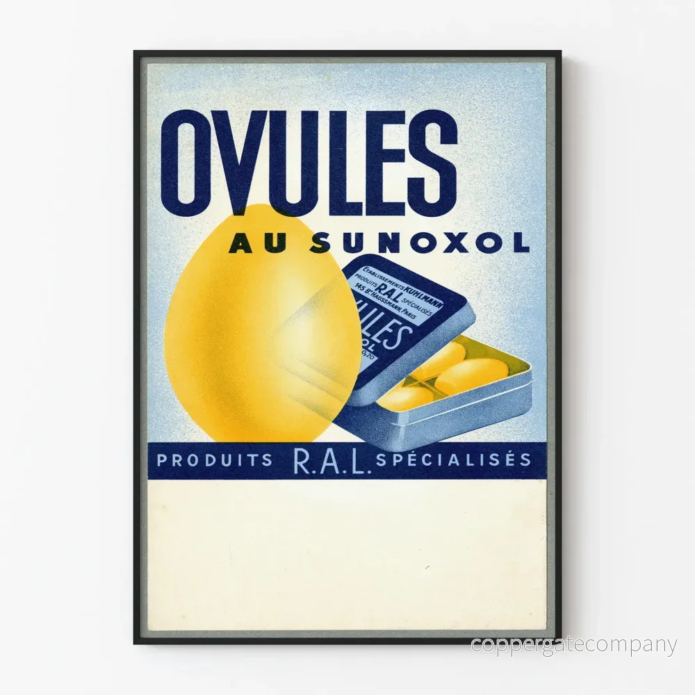 Vintage reklamposter för Sunoxol-ägg R.A.L.