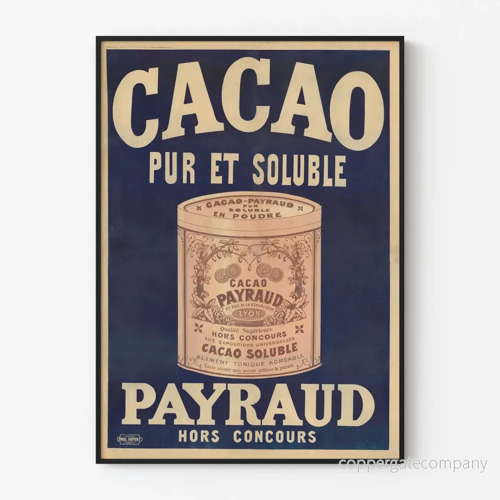 Vintageposter med rent och lösligt kakao Payraud