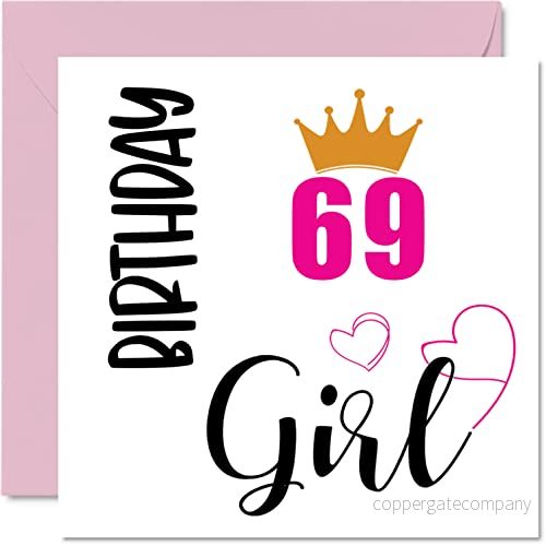 69:e födelsedagskort för kvinnor födelsedagsflicka grattis på 69 år gammal kvinna mormor nanny styvmamma moster syster, 145 mm x sextio nio nionde födelsedag gratulationskort present 5059575949295