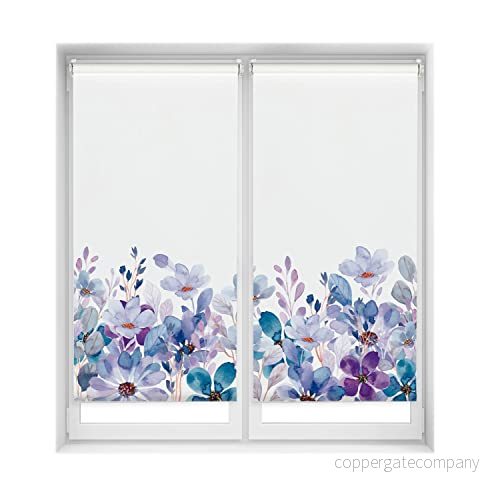 Blindecor Easy Mörkläggningsrullgardin, utan borrning, digitalt tryck, violett trädgård, 65 x 150 cm (bredd höjd), tygstorlek 62 145 cm, 2-pack 8434363464254