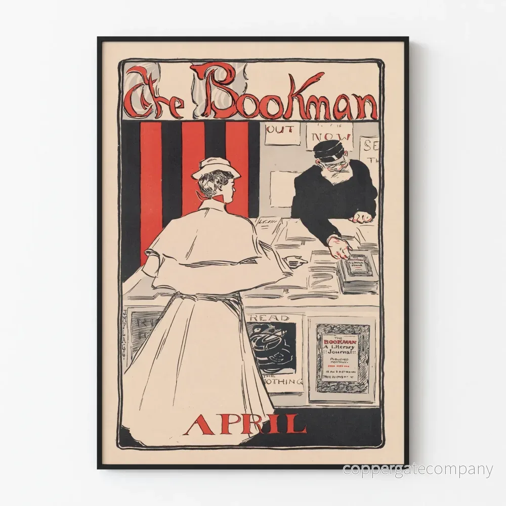 Vintageposter The Bookman Avril för litterär väggdekoration